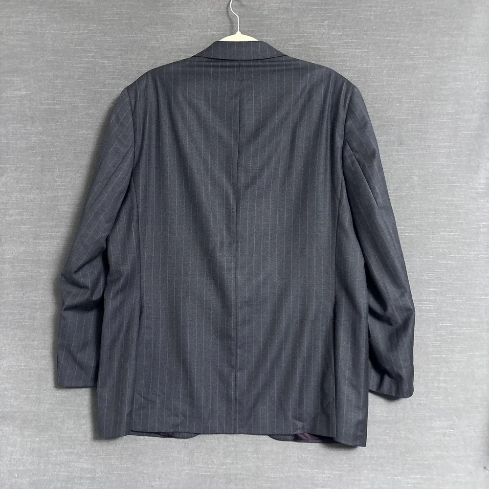 Jack Victor Suit 44R 38W Gray Chalk Stripe 130s Italian Wool Canada Classic 46R